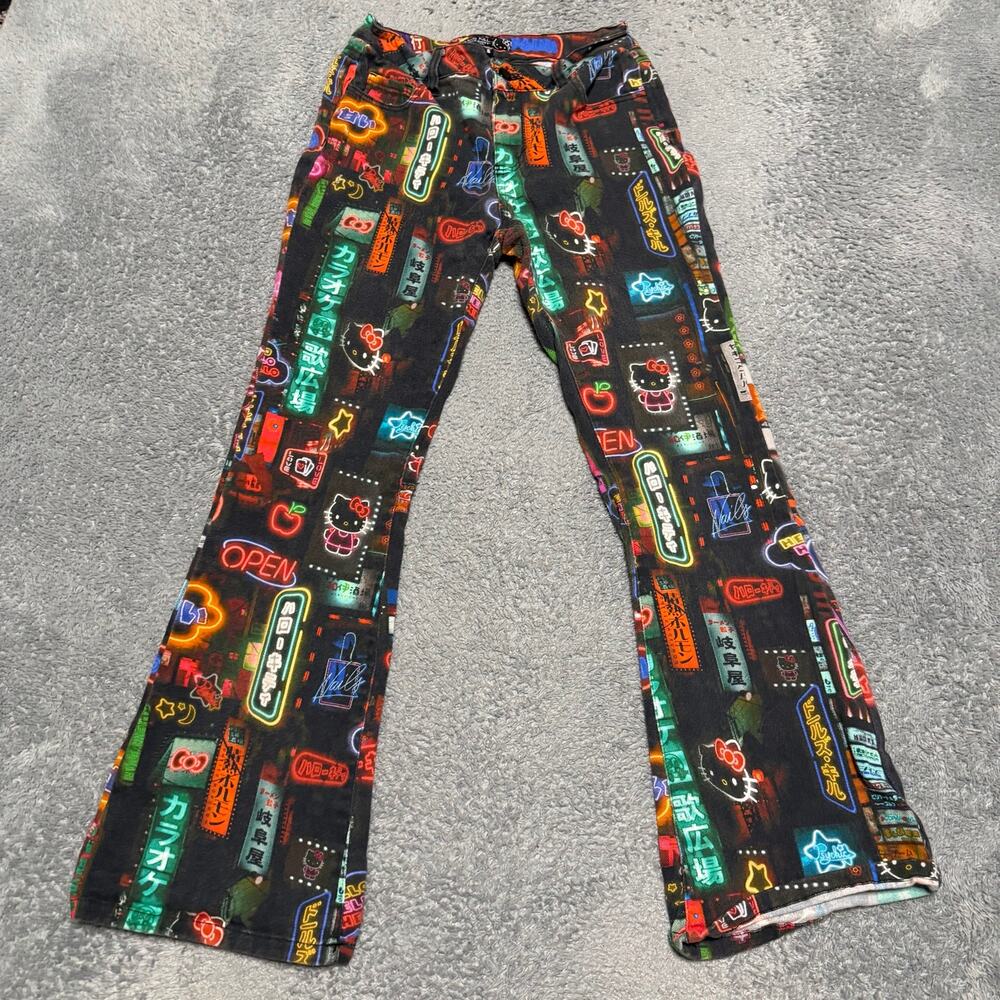 Hello Kitty X Dolls Kill Pixel City Jeans Womens Small (26x27) Teen Neon Sanrio